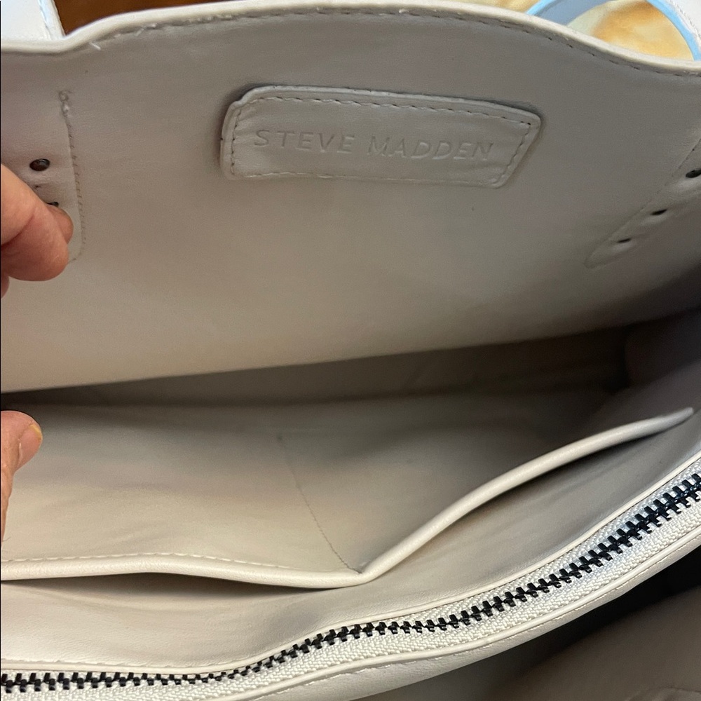 Steve Madden Buttery Soft Cream Purse Bag Tote with Buckle Accents - Picture 7 of 10